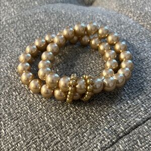 Elegant Gold Pearl Bracelet Set